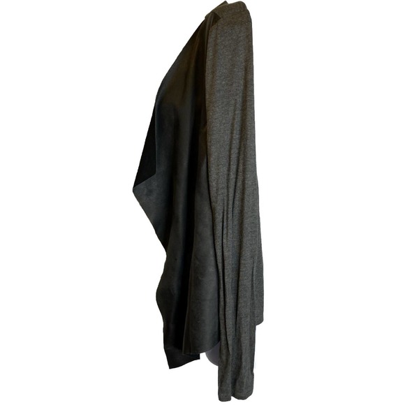 Michael Stars Cropped Leather Gray Asymmetric Front, Knit Back Sz M Holiday - Picture 3 of 4